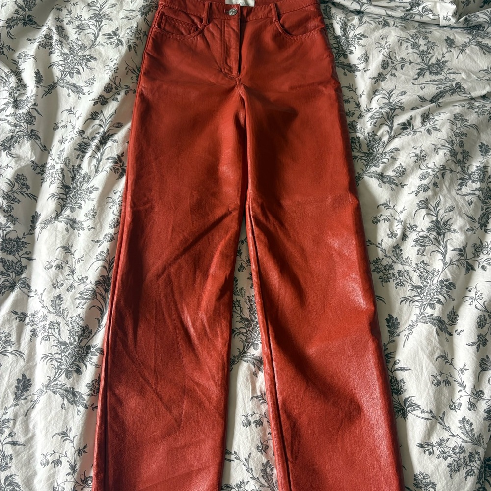 Aritzia Leather Orange Pants